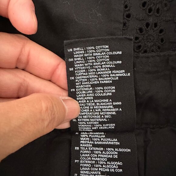 H&M A Line Mini Skirt Eyelet Insert Cotton Minimalist Black Sz 14 NWT - Picture 6 of 7